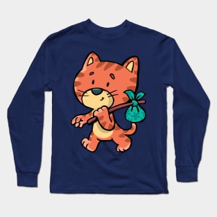 stray cat with a bundle on a stick Long Sleeve T-Shirt